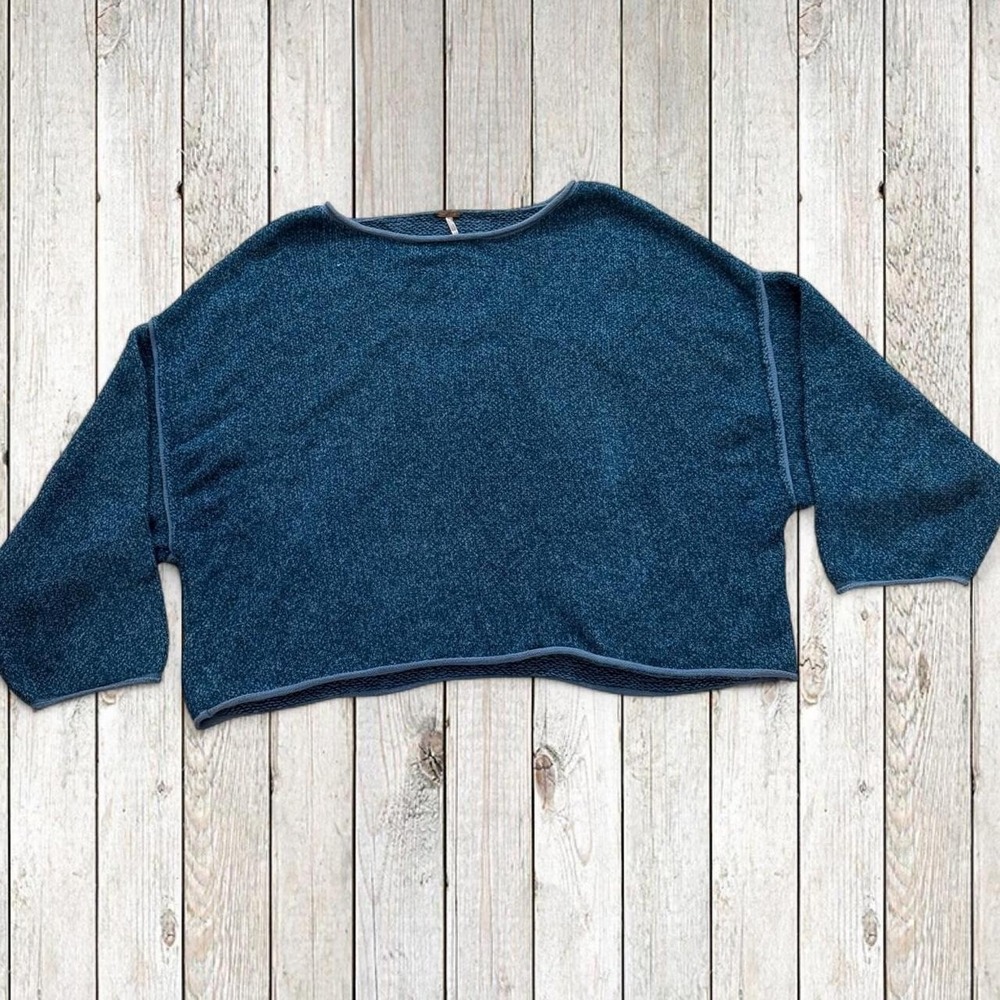 Free People Womens Medium Pullover Sweater Blue Oversized Slouchy Knit M